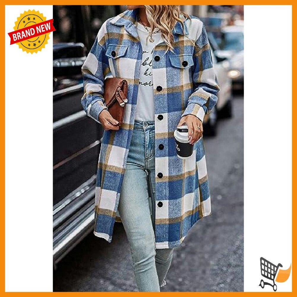 Wool Blend Plaid Shacket Jacket Button Up Flannel… - image 5